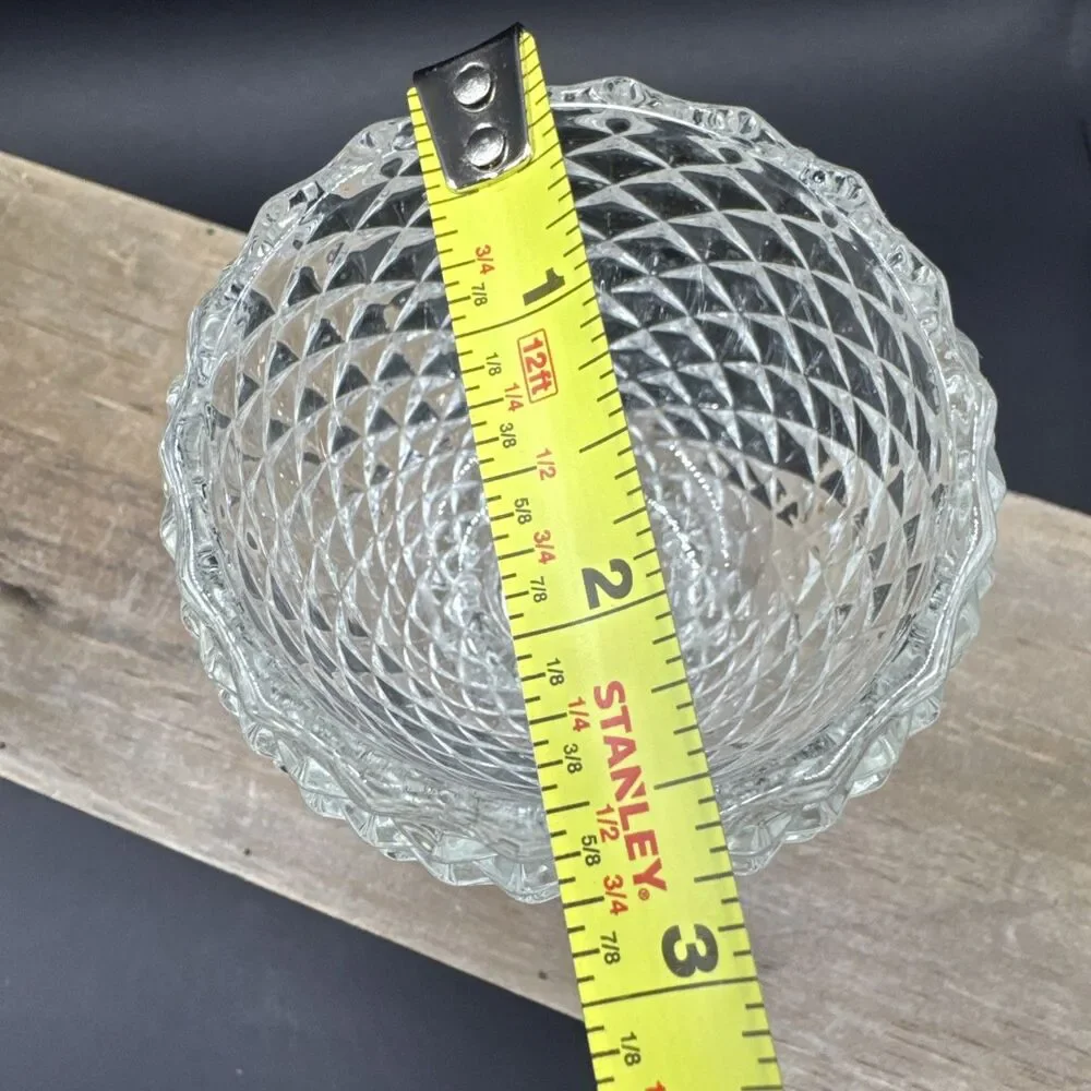 Vintage 1970’s Avon Diamond Cut Clear Glass Footed Votive Candle Holder 3.5”H